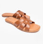 Barbour MIRANDA Womens Sandals Cognac side view showing lightweight leather upper and slip-on design.