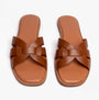 Barbour MIRANDA Womens Sandals Cognac top view showcasing leather upper and slip-on design.