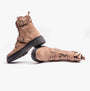 Barbour REDGRAVE Womens Boots Oat Suede side view and detail view showcasing lace-up and block heel design.