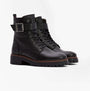 Barbour HEIDI Womens Lace Up Boots Black side view showcasing leather upper and rubber sole.