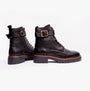 Barbour HEIDI Womens Boots Black side and back view showing leather upper, buckle and zip closure, block heel.