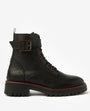 Barbour HEIDI Womens Boots Black side view showcasing ankle height, leather upper, and buckle detail.