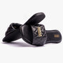 Barbour KINGHORN Womens Sandals Black side view with quilted upper and slip-on design, showcasing the lightweight and flat sole.