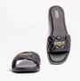 Barbour KINGHORN Womens Sandals Black, front view showcasing the sleek leather design and quilted strap.