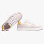 Barbour CELESTE Womens Casual Trainers White/Lemonade side view and front view with lace-up closure and low top design.