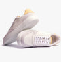 Barbour CELESTE Womens Casual Trainers White/Lemonade side and front view showcasing leather and suede details.