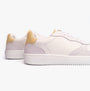 Barbour CELESTE Womens Casual Trainers White/Lemonade back view showcasing leather and suede details.