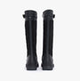 Barbour OAK Womens Waterproof Tall Boots Black back view showcasing quilted design and rubber sole.
