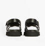 Barbour OTTERBURN Womens Fisherman Sandals Black back view showcasing leather upper and rubber sole.