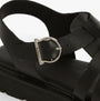 Barbour OTTERBURN Womens Fisherman Sandals Black detail view of buckle and leather upper