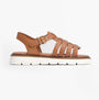 Barbour OTTERBURN Womens Fisherman Sandals Tan side view featuring leather straps and buckle detail.