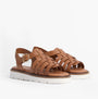 Barbour OTTERBURN Womens Fisherman Sandals Tan side view showcasing leather upper and buckle closure.