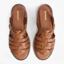 Barbour OTTERBURN Womens Fisherman Sandals Tan top view showcasing leather upper and buckle closure.