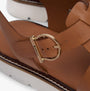 Barbour OTTERBURN Womens Fisherman Sandals Tan detail view of buckle and upper material