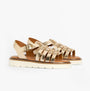 Barbour OTTERBURN Womens Fisherman Sandals Gold side view featuring leather upper and buckle closure.