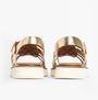 Barbour OTTERBURN Womens Fisherman Sandals Gold rear view showcasing gold leather upper and comfortable rubber sole.