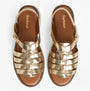 Barbour OTTERBURN Womens Fisherman Sandals Gold top view showing leather upper and woven design.