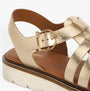 Barbour OTTERBURN Womens Fisherman Sandals Gold side view showcasing the buckle detail and comfortable leather upper.