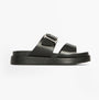 Barbour ADELE Womens Sandals Black side view with platform sole and buckle detail.