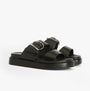 Barbour ADELE Womens Sandals Black side view showcasing leather upper and platform sole.