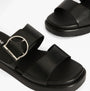 Barbour ADELE Womens Sandals Black close-up detail view of the stylish black leather slip-on sandals.
