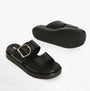 Barbour ADELE Womens Sandals Black side view with platform sole and buckle detail.