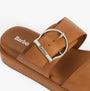 Barbour ADELE Womens Sandals Tan detail view showcasing leather upper and metal buckle.