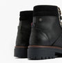 Barbour BAMBURGH Womens Hiker Boots Black rear view showcasing detailed leather and textile upper.