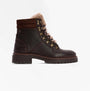 Barbour BAMBURGH Womens Hiker Boots Brown side view showing leather upper, lace-up design, and rubber sole.