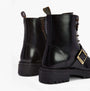 Barbour OUSEBURNE Womens Lace Up Boots Black Glace rear view showcasing leather finish and lace-up detail.