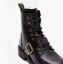 Barbour OUSEBURNE Womens Lace Up Boots Black Glace side view showcasing glossy leather finish and lace-up design.