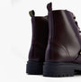 Barbour OUSEBURNE Womens Lace Up Boots Cherry Glace rear view showcasing the glossy deep cherry leather finish.