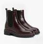 Barbour MARLA Womens Chelsea Boots Cherry Glace side view showing glossy cherry leather, elastic panels, and durable sole.