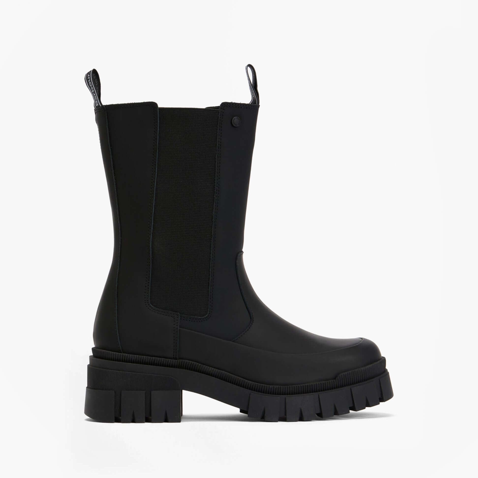 Barbour SIDNEIGH Womens Chelsea Boots Black side view showcasing elasticated side panels and chunky sole.