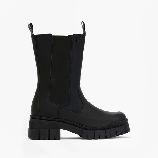 Barbour SIDNEIGH Womens Chelsea Boots Black side view showcasing elasticated side panels and chunky sole.
