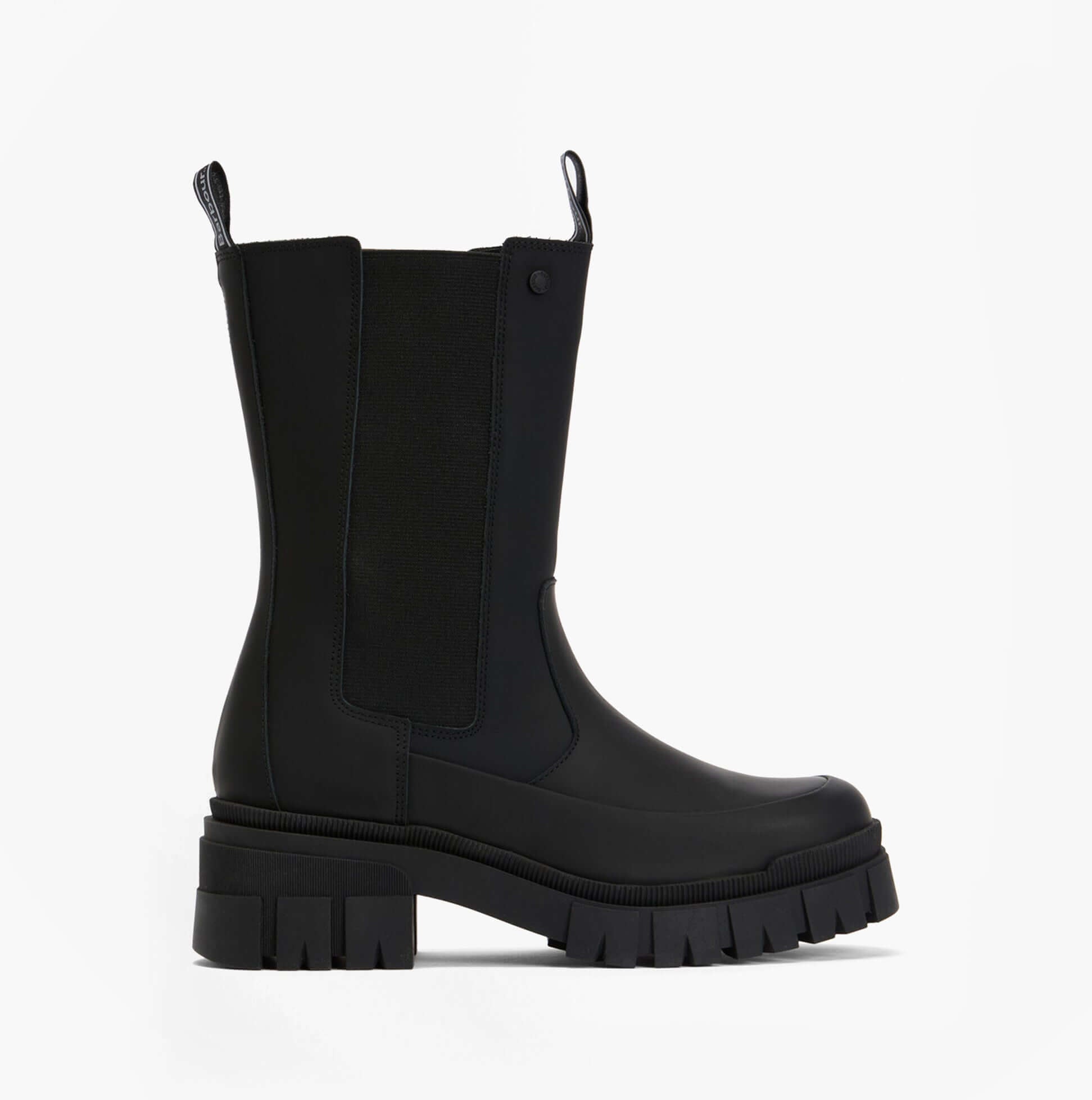 Barbour SIDNEIGH Womens Chelsea Boots Black side view showcasing elasticated side panels and chunky sole.