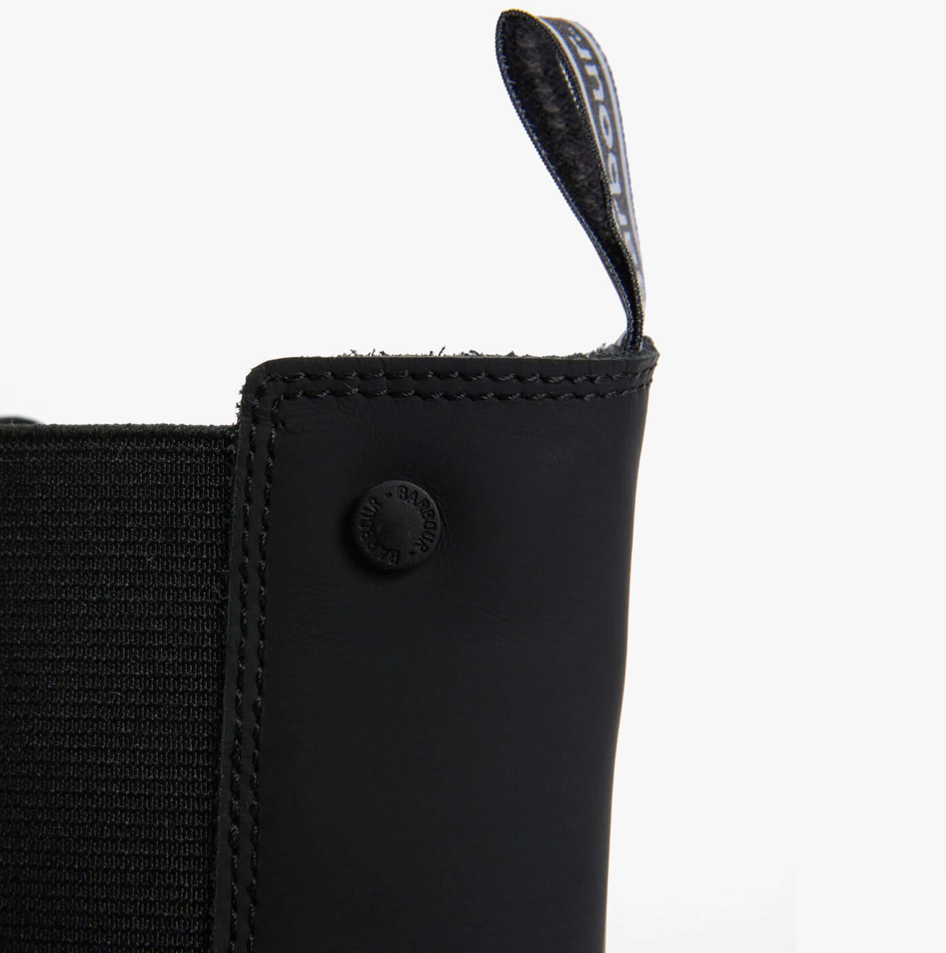 Barbour SIDNEIGH Womens Chelsea Boots Black detail view of elasticated side panel and pull tab