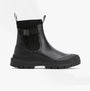 Barbour KLARA Womens Chelsea Boots Black side view showcasing the sleek leather upper and rubber sole.