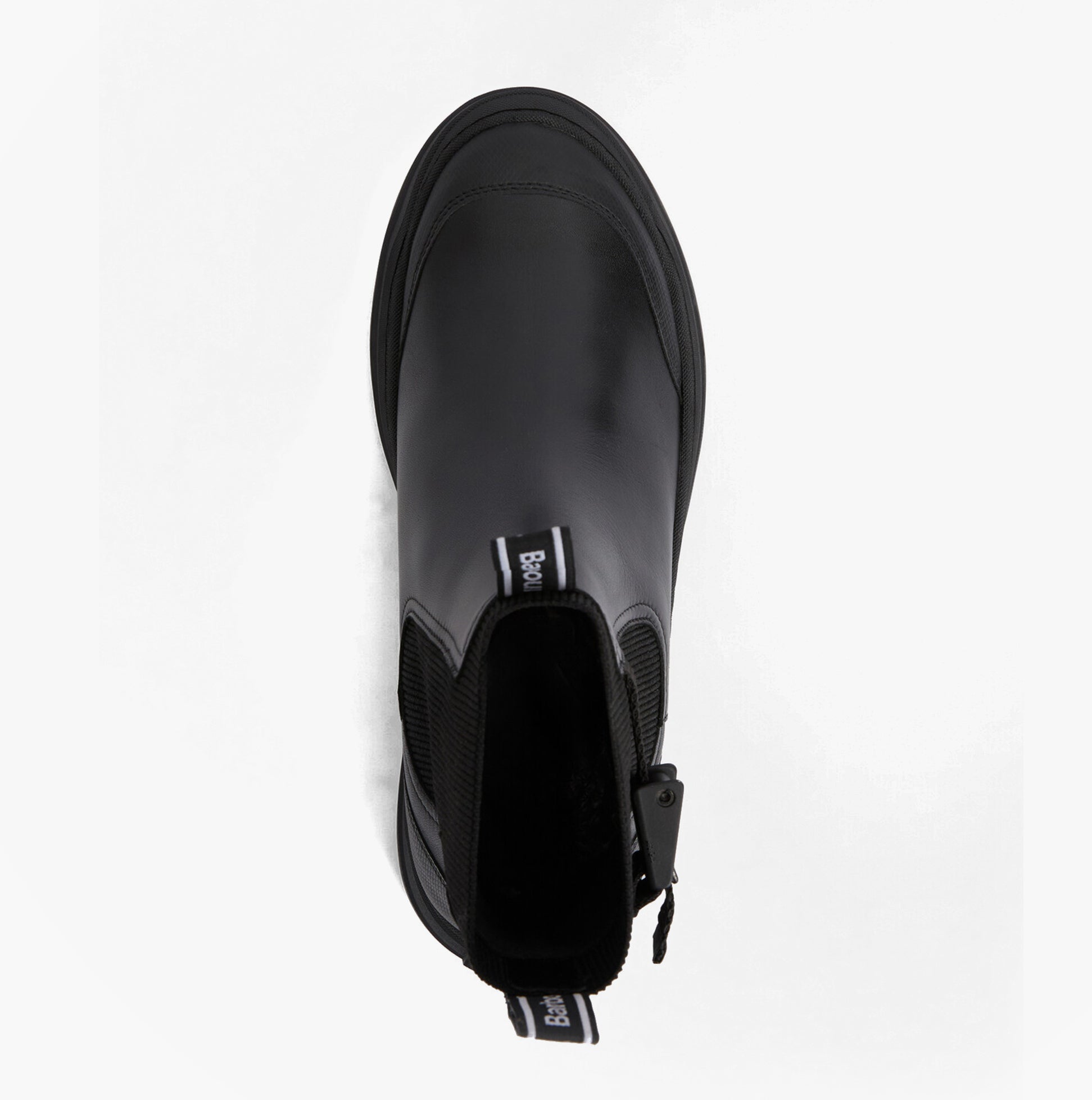 Barbour KLARA Womens Chelsea Boots Black top view featuring leather upper and pull-on design.