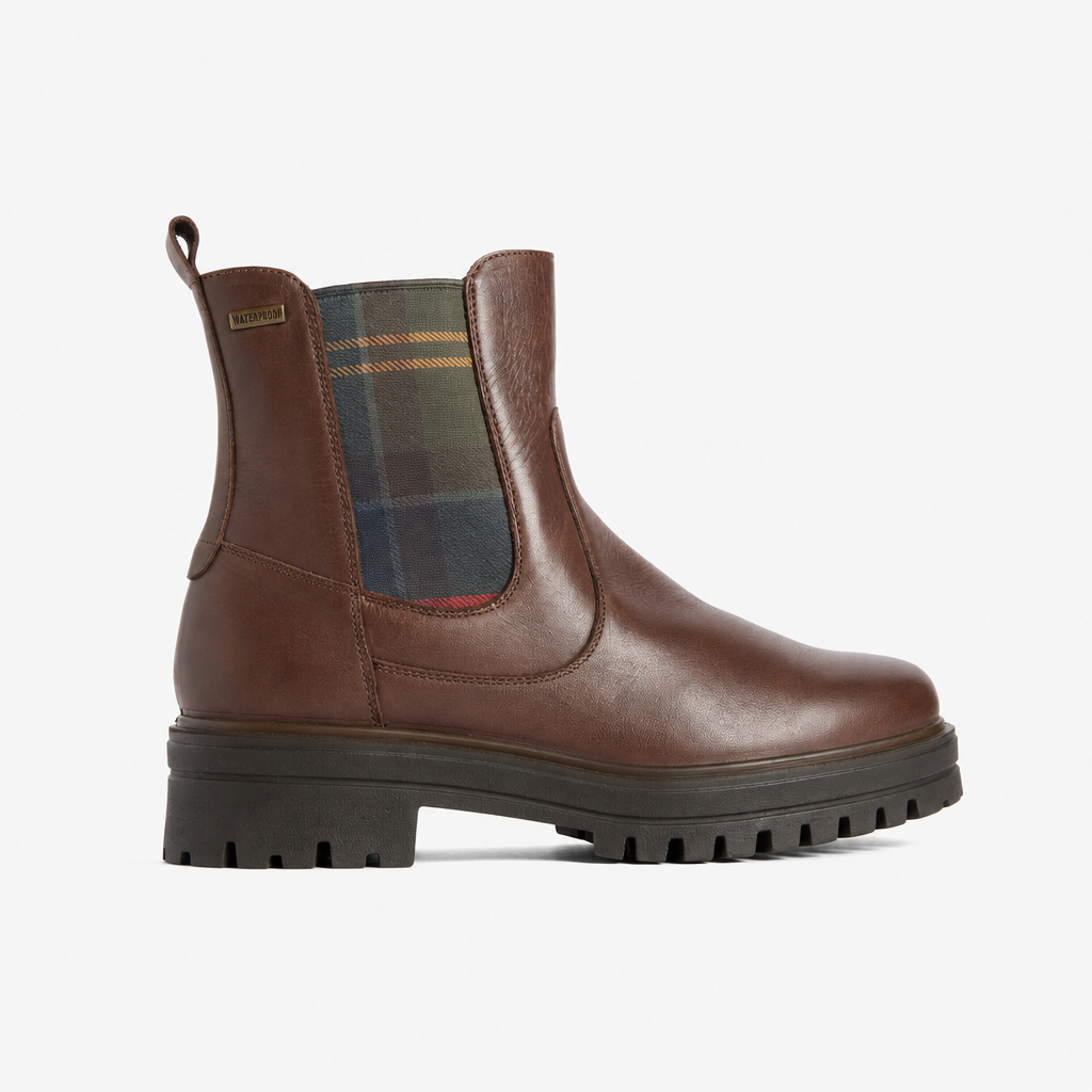 Barbour AMBERLEY Womens Chelsea Boots Dark Tan Leather