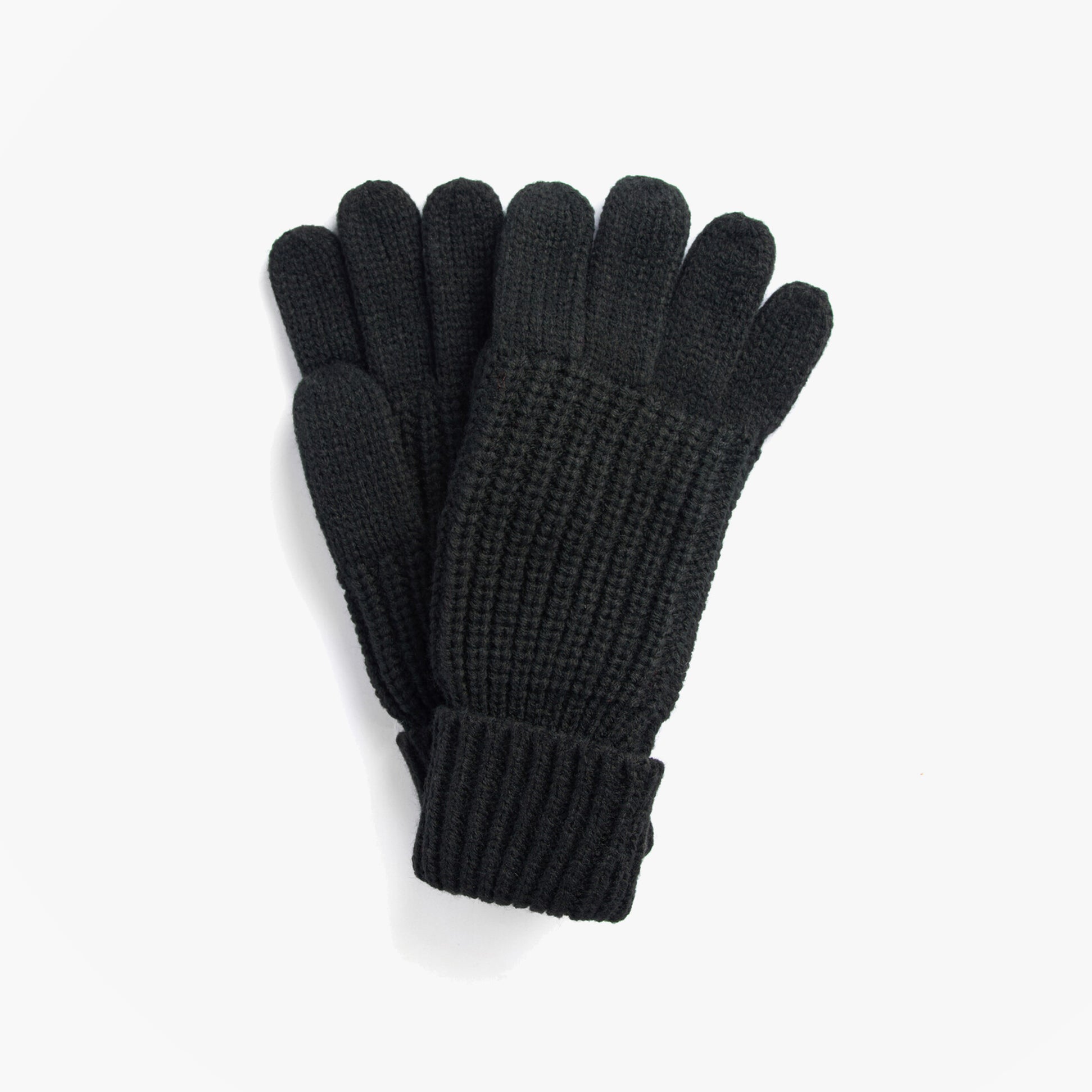Barbour SALTBURN KNITTED Womens Gloves Black top view showing the knitted design and full finger coverage.