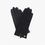 Barbour SCARLET Womens Touchscreen Gloves Black, top view showing elegant quilted design and leather finish.