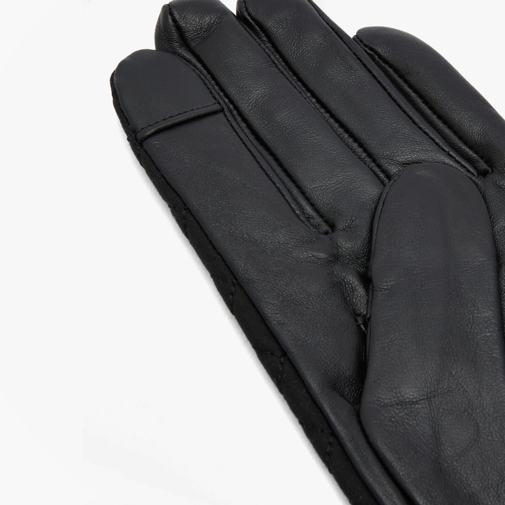 Barbour SCARLET Womens Touchscreen Gloves Black detailed view showcasing soft leather texture.