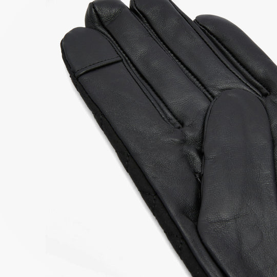 Barbour SCARLET Womens Touchscreen Gloves Black detailed view showcasing soft leather texture.