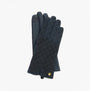 Barbour SCARLET Womens Touchscreen Gloves Navy, front view showing quilted design and gold rivet accents.
