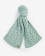 Barbour PENSHAW BEANIE & SCARF Gift Set Womens Soft Mint - Detail view of soft mint cable knit scarf.