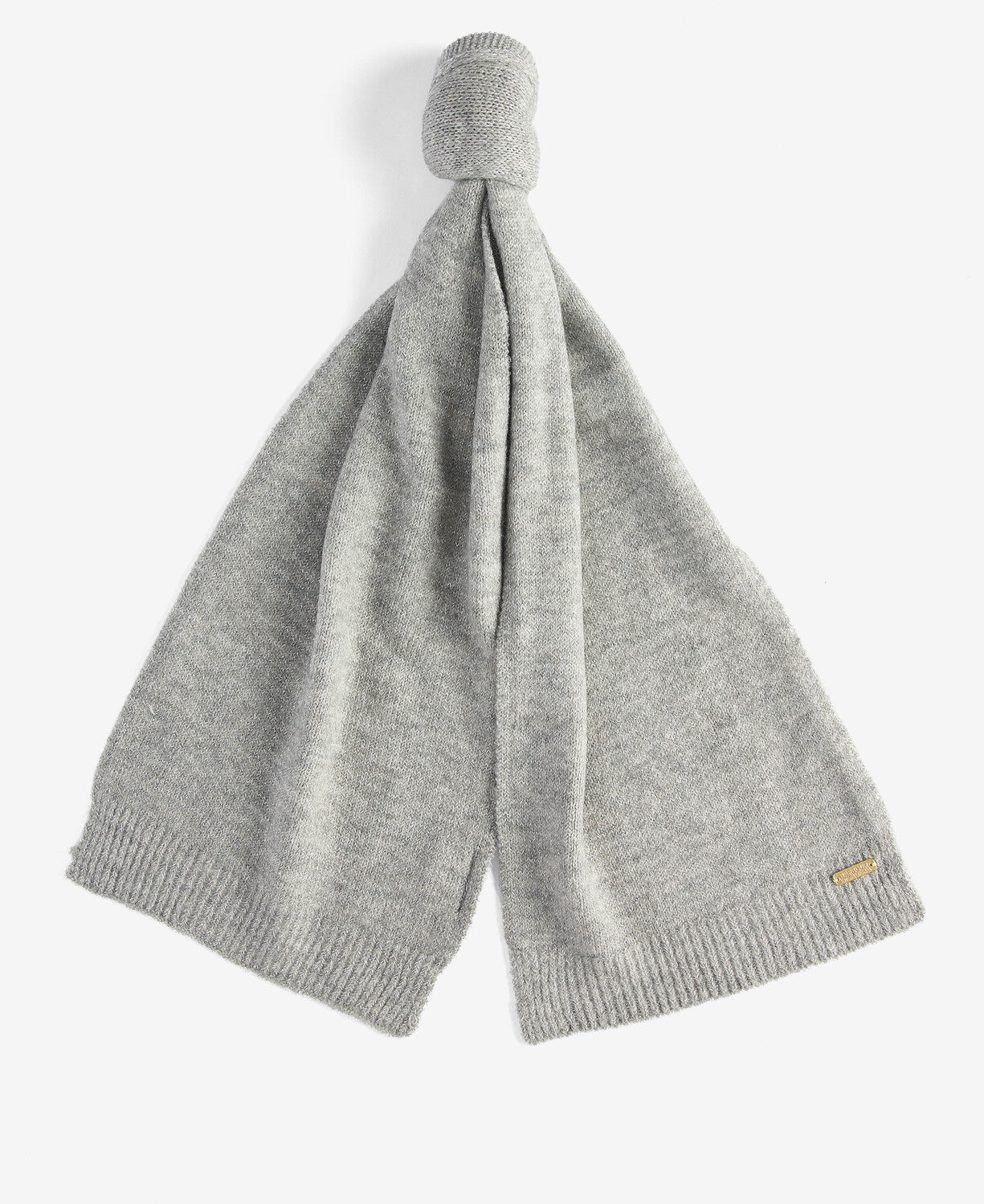Barbour SPARKLE BEANIE & SCARF Womens Gift Set Grey Marl scarf front view, soft material, stylish design.