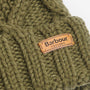 Barbour RIDLEY BEANIE & SCARF Gift Set Womens Olive detail view of beanie texture and logo