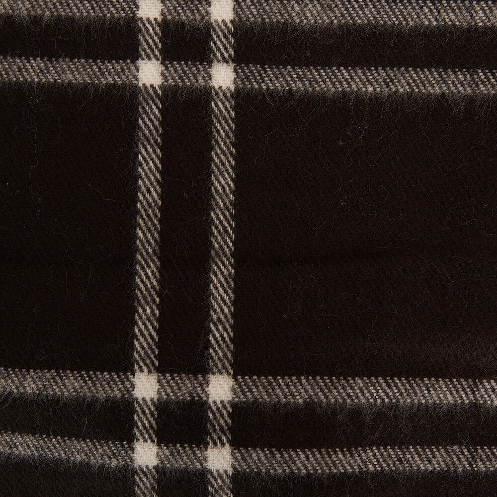 Barbour MALLORY BEANIE & WINDOWPANE SCARF Gift Set Womens Black close-up detail view of windowpane scarf fabric pattern.