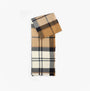 Barbour PENDLE BEANIE & BLAIR SCARF Gift Set Womens Hessian Navy detail view of scarf in plaid design.